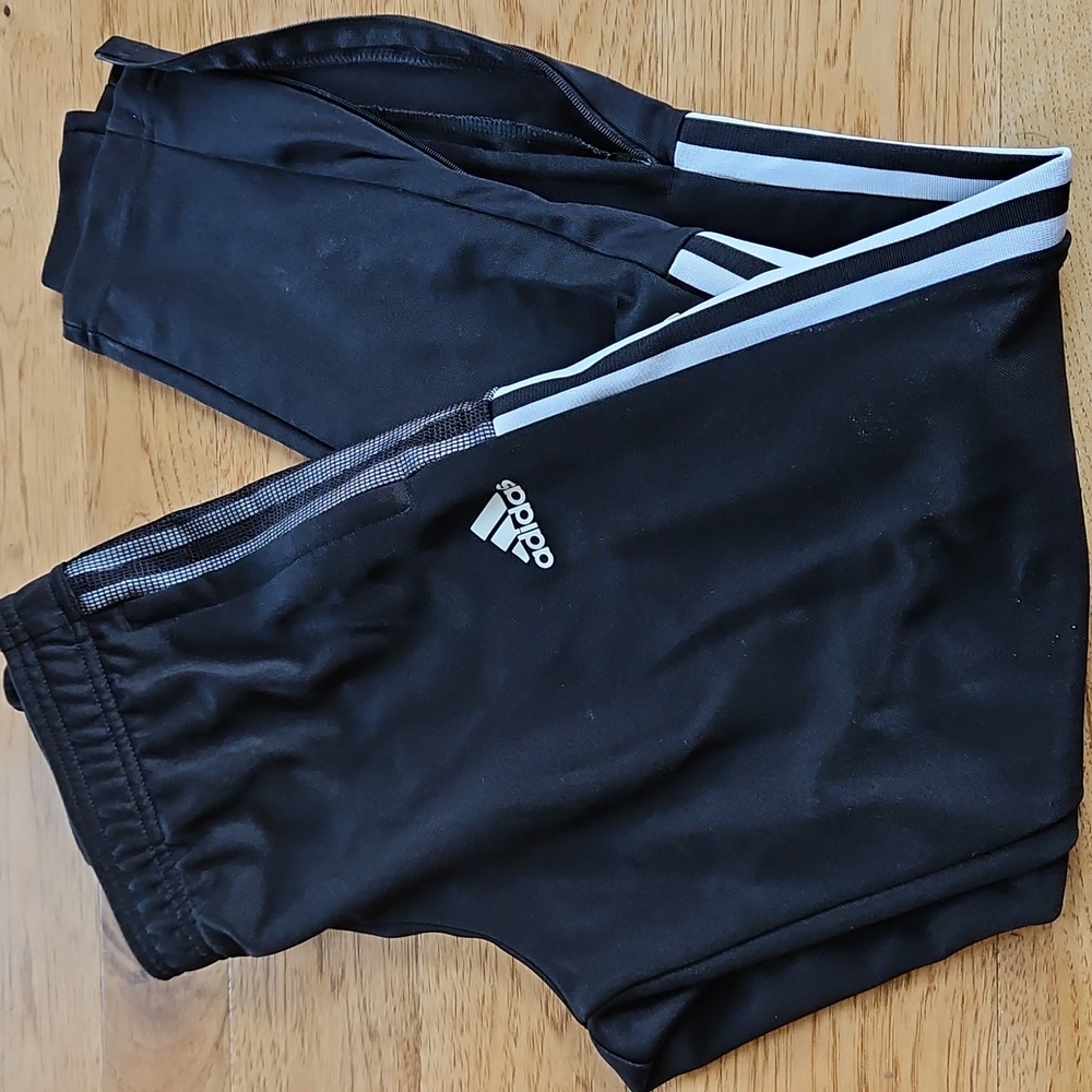 Adidas Womens Black Joggers with White Stripes